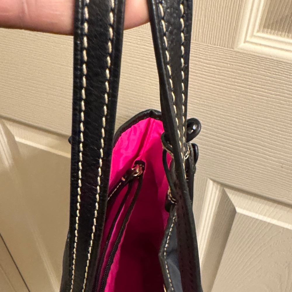 Dooney & Bourke Black Nylon Tote with Brown Suede Base - Picture 11 of 13